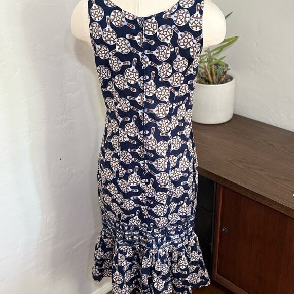 Rare Vintage Arlequin Paris Fitted Navy Dress Maraca Pattern Made in France - Picture 3 of 5